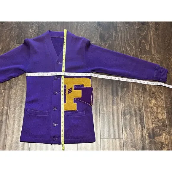 1950s WOOL SAND KNIT CHEERLEADER University HIGH SCHOOL F‎ LETTER SWEATER Read